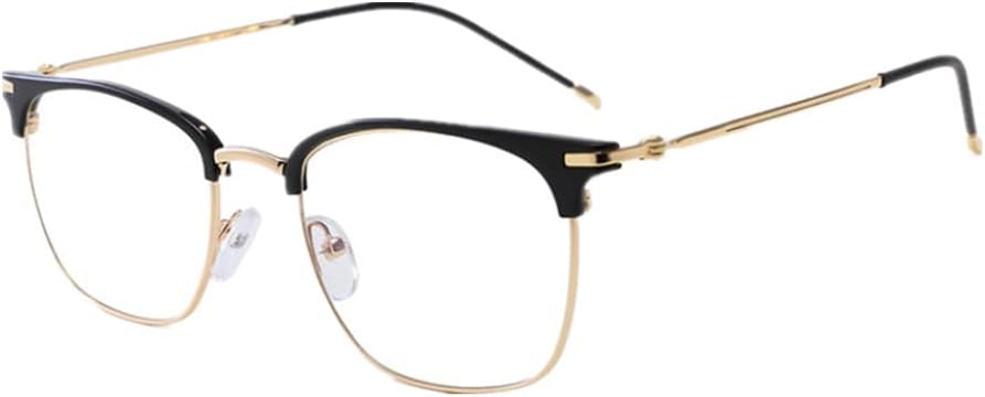 Vintage Retro Half Frame Horn Rimmed Optics 43mm Clear Lens Glasses