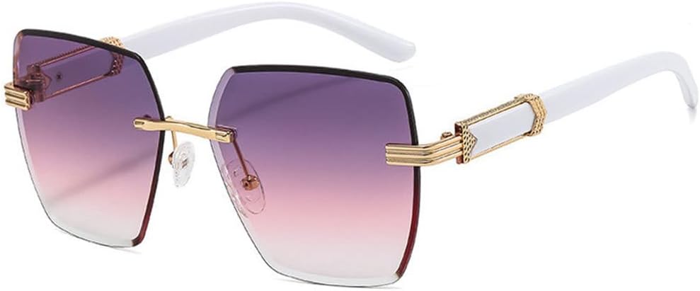Rimless Cut Edge Women's Gradient Sunglasses, Large Frame Sunglasses