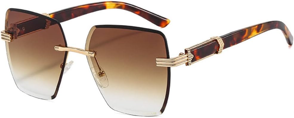 Rimless Cut Edge Women's Gradient Sunglasses, Large Frame Sunglasses