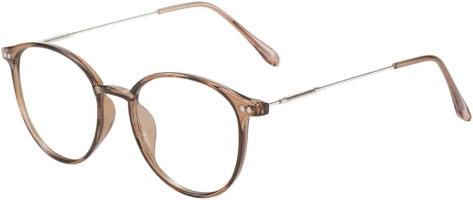 Retro Round Blue Light Blocking Glasses for Women Men, Lightweight Metal Temple Eyeglasses