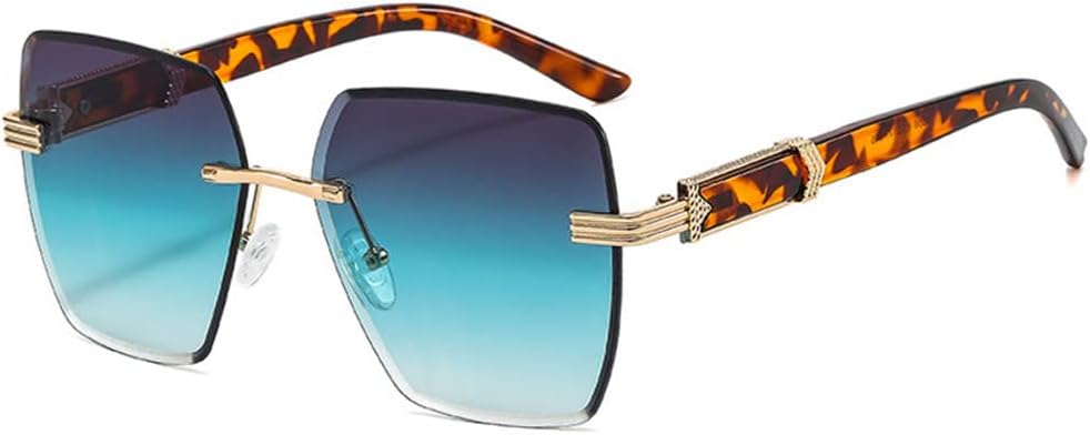 Rimless Cut Edge Women's Gradient Sunglasses, Large Frame Sunglasses