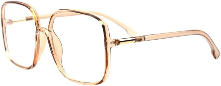 Woman's New Retro Blue Light Blocking Glasses Big frame Nerd Eyeglasses Frame Anti Blue Ray Computer Game Glasses Brown
