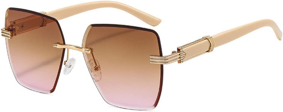 Rimless Cut Edge Women's Gradient Sunglasses, Large Frame Sunglasses