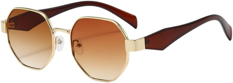 Geometric Polygon Sunglasses for Women Men, Retro Hexagonal Metal Frame UV400 Sun Glasses