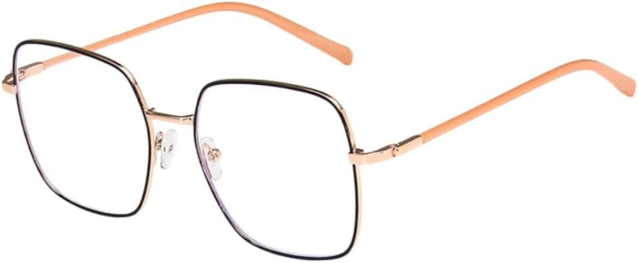 Classic woman's metal big face nerd glasses frame Clear lenses