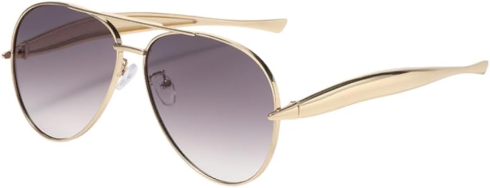 Women's Pilot Oversized Sunglasses, Trendy Frog Eye Style Metal Frame Sun Glasses, Retro Aviator UV400 Shades