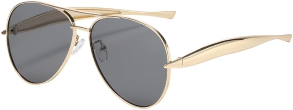 Women's Pilot Oversized Sunglasses, Trendy Frog Eye Style Metal Frame Sun Glasses, Retro Aviator UV400 Shades