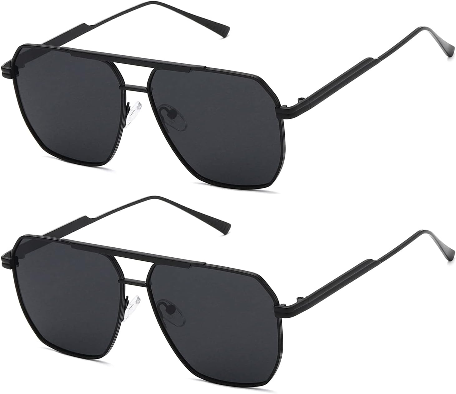 kimorn 2 Pack Polarized Square for Women Men, UV400 Pretection | 2 Pairs, Metal Frame, Retro Oversized Fit, Driving Travel Beach