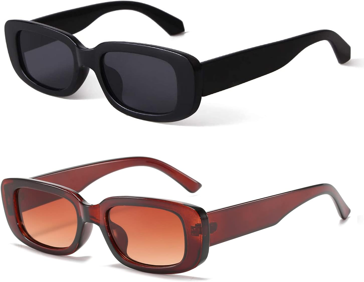 Rectangle Sunglasses for Women Retro Driving Glasses 90's Vintage Fashion Narrow Square Frame UV400 Protection