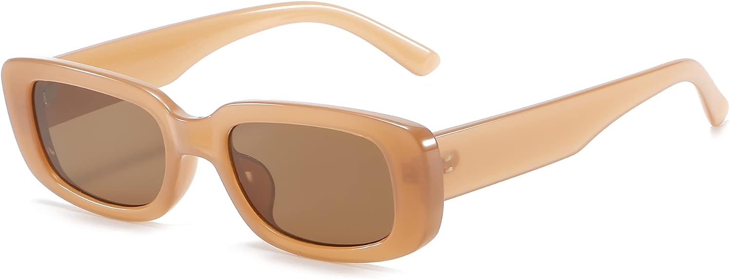 Rectangle Sunglasses for Women Retro Driving Glasses 90's Vintage Fashion Narrow Square Frame UV400 Protection
