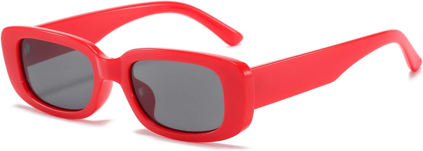 Rectangle Sunglasses for Women Retro Driving Glasses 90's Vintage Fashion Narrow Square Frame UV400 Protection