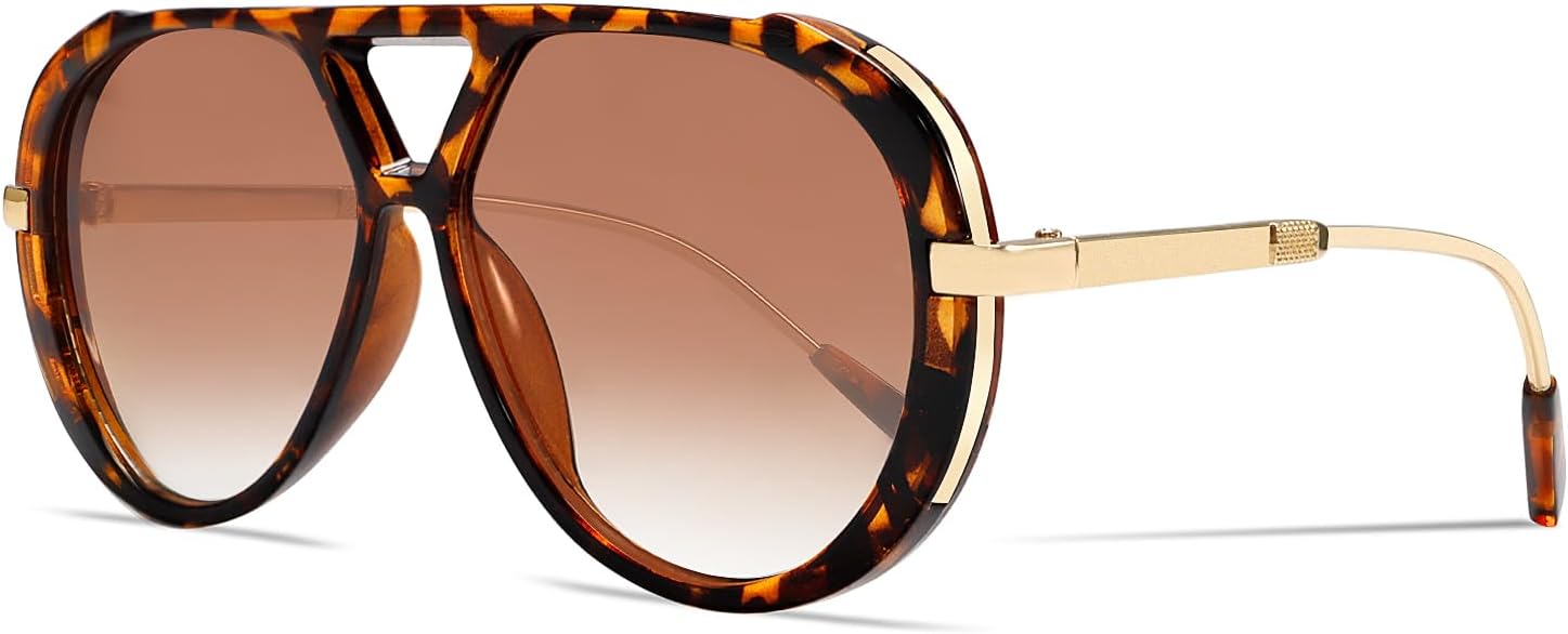 Retro Gold Aviator Sunglasses for Women Men, 2026 Metal Oversized 70s Aviators Black Sun Glasses