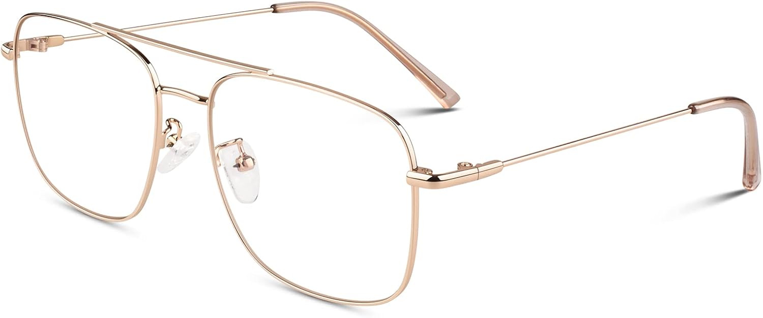 Fake Glasses Non-Prescription Clear Lens Metal Frame Fashion Eyewear for Women Men