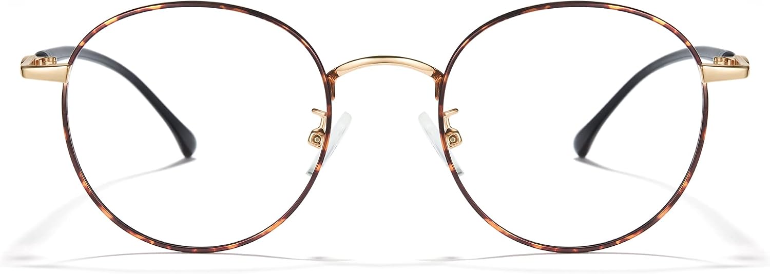 Blue Light Blocking Glasses Round Metal Frame Computer Glasses | Blue light blocking glasses featuring round metal frame, comfortable fit and versatile use for work, study and entertainment