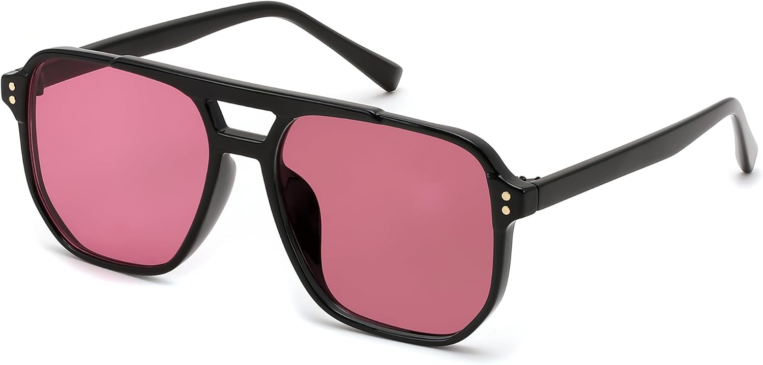 Retro Square Aviator Sunglasses Women Men 70s Vintage Trendy Plastic Frame Sun Glasses B2835