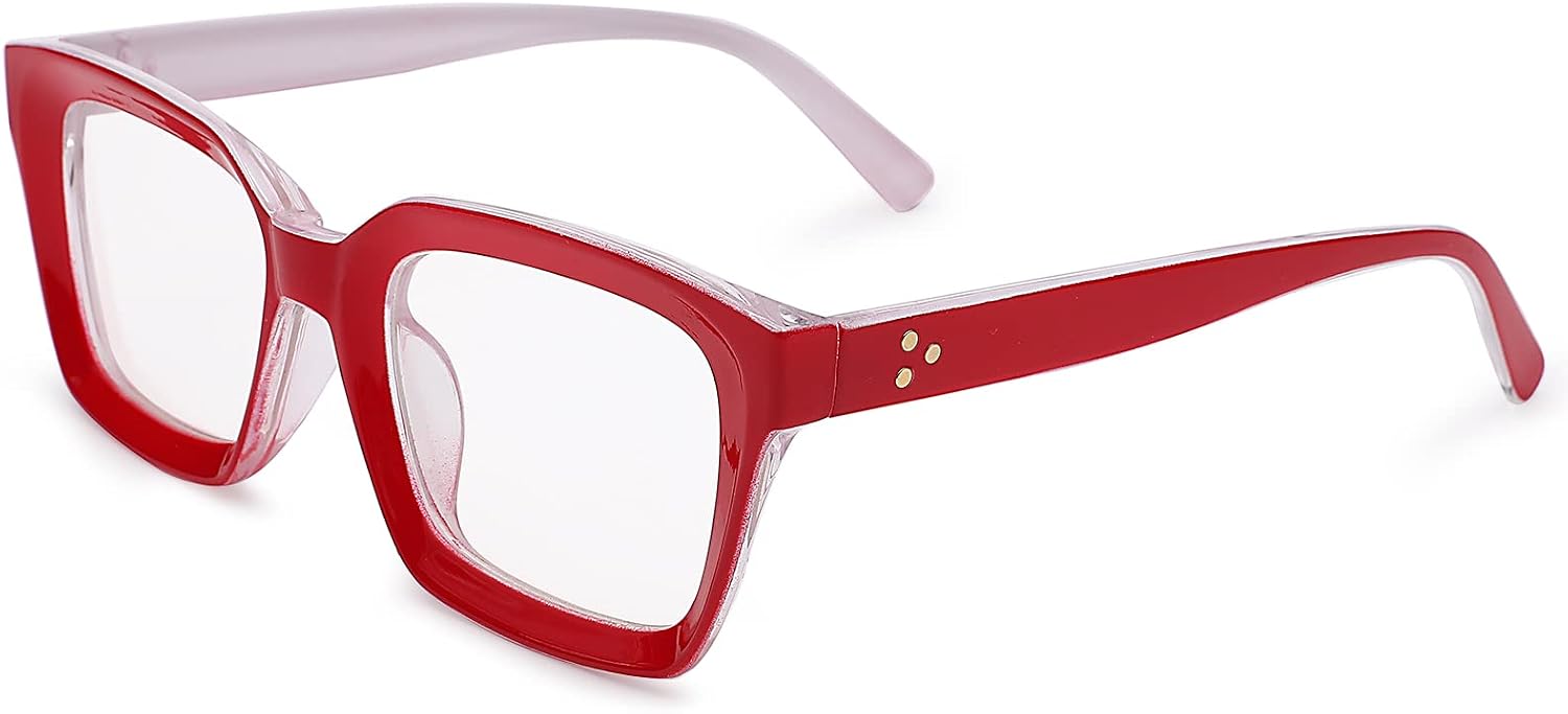 Classic Non-prescription Clear Lens Eyeglasses for Women Thick Square Frame Eyewear