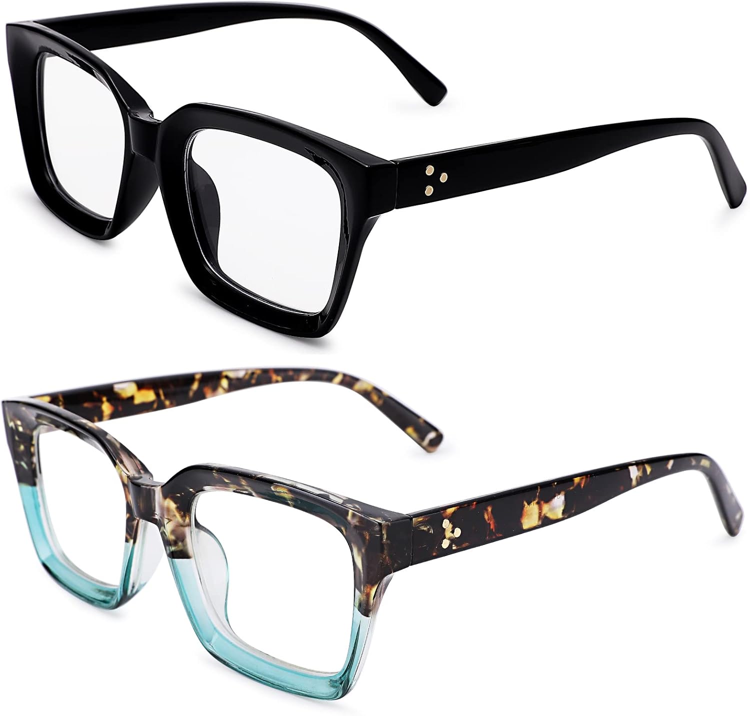 Classic Non-prescription Clear Lens Eyeglasses for Women Thick Square Frame Eyewear