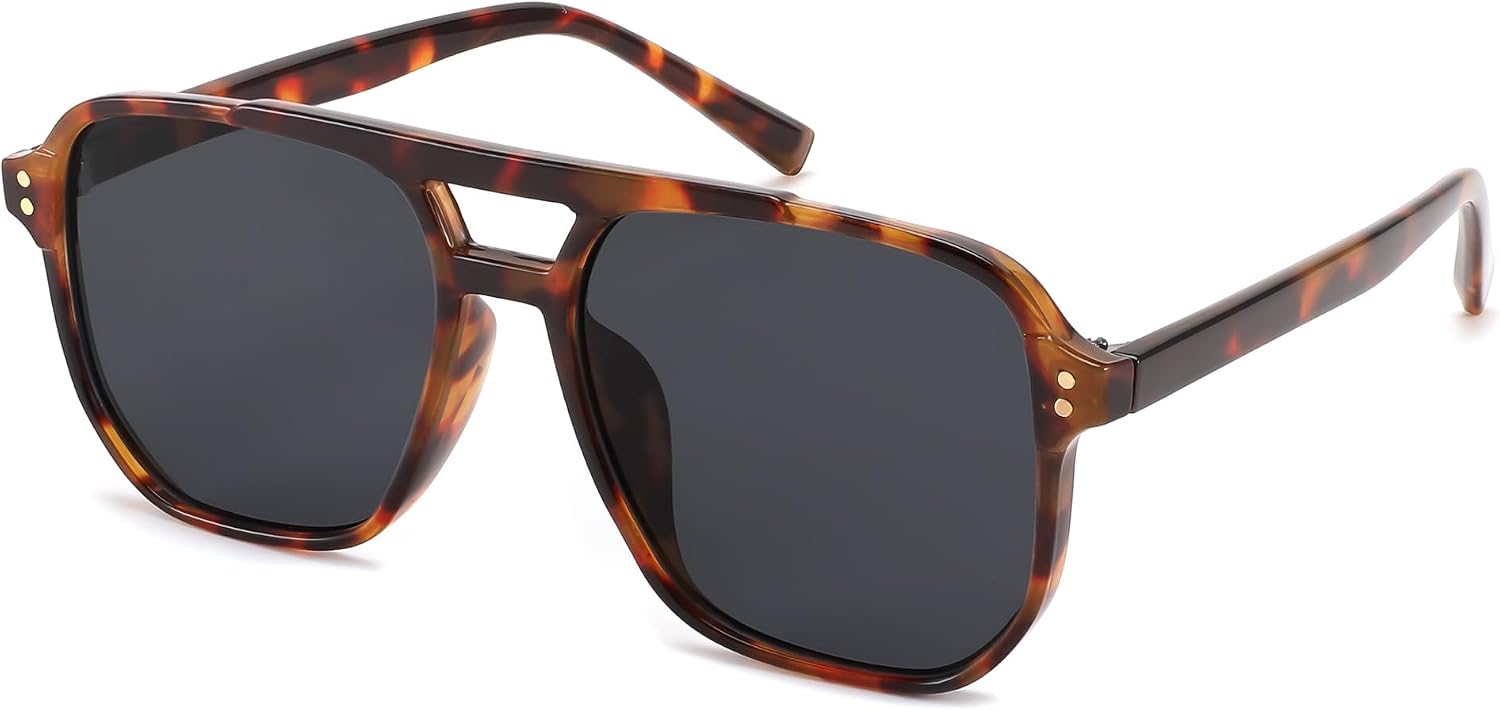 Retro Square Aviator Sunglasses Women Men 70s Vintage Trendy Plastic Frame Sun Glasses B2835