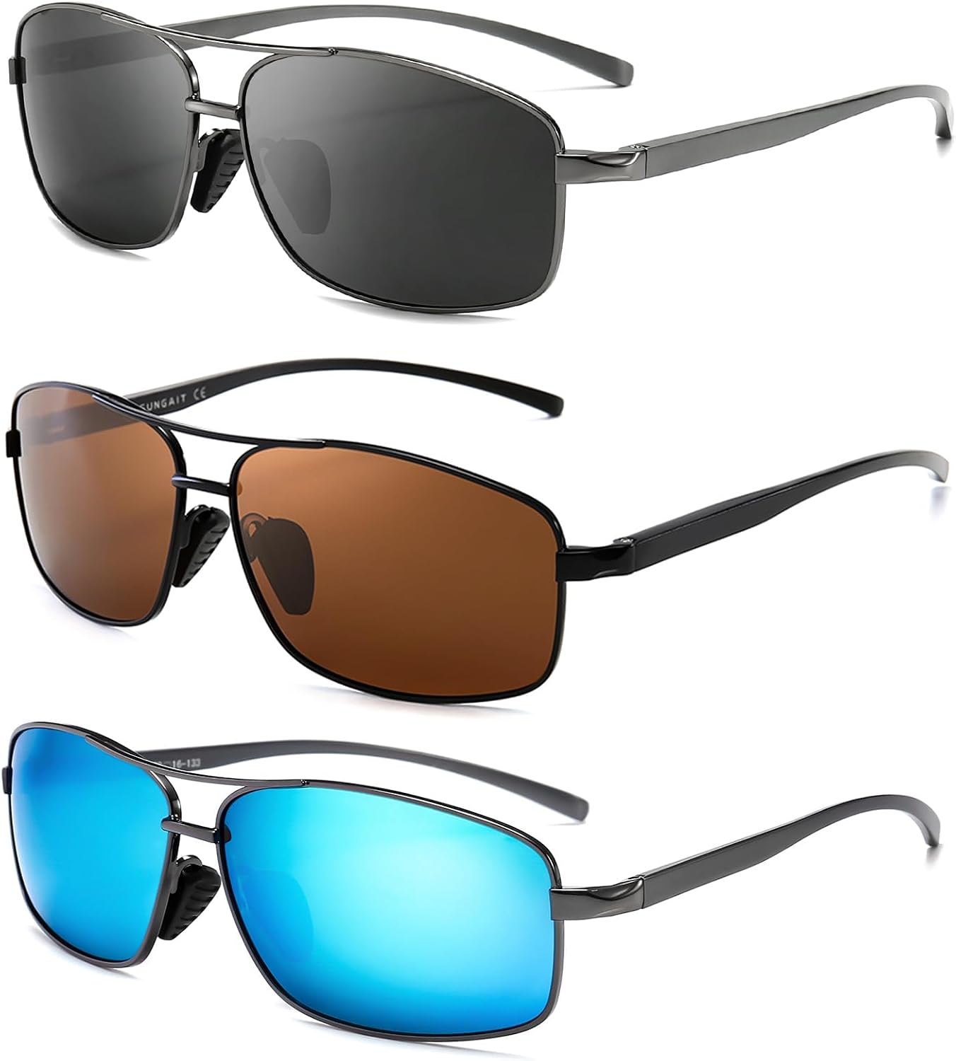 Ultra Lightweight Rectangular Polarized Sunglasses Men UV400 Protection