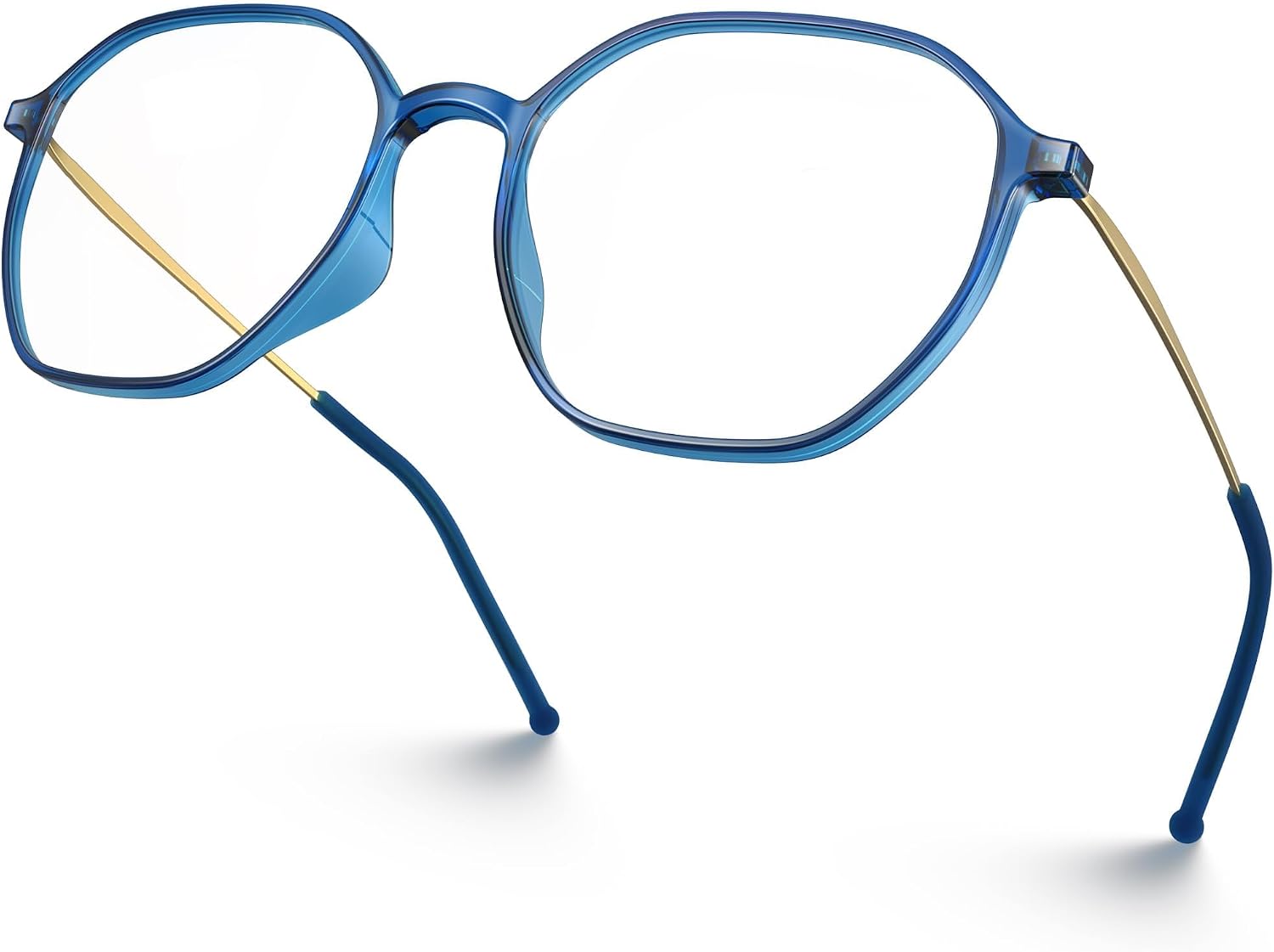 Ultralight Weight Computer Glasses Anti-Slip Silicone Temple Tips | 16g TR90 Hexagonal Geomatric Cute Fashion Frame 99% Blue Light Blocking Filter 400-455nm Anti Glare Clear Lens Women RANE