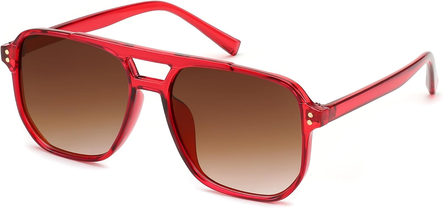 Retro Square Aviator Sunglasses Women Men 70s Vintage Trendy Plastic Frame Sun Glasses B2835