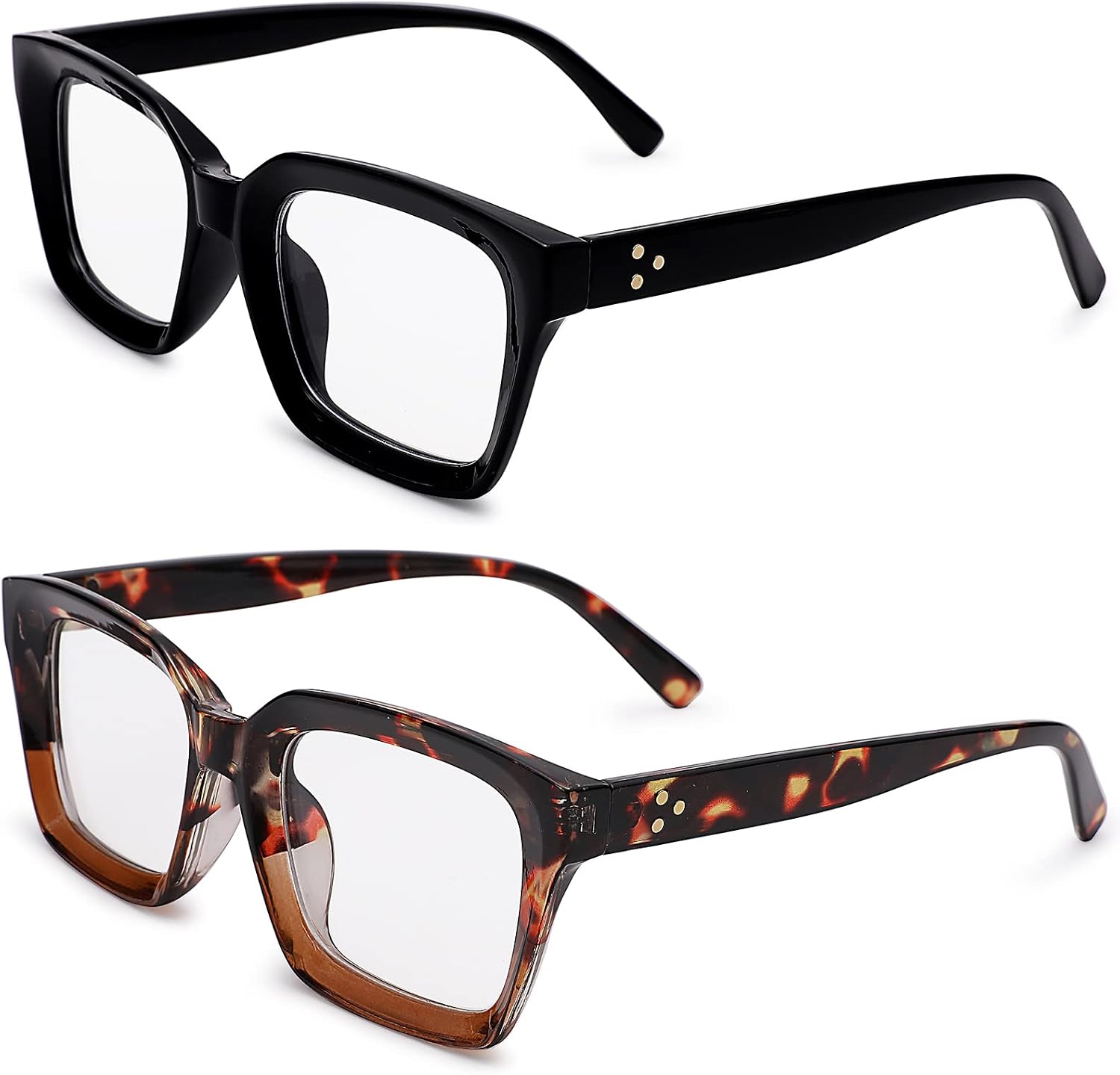 Classic Non-prescription Clear Lens Eyeglasses for Women Thick Square Frame Eyewear