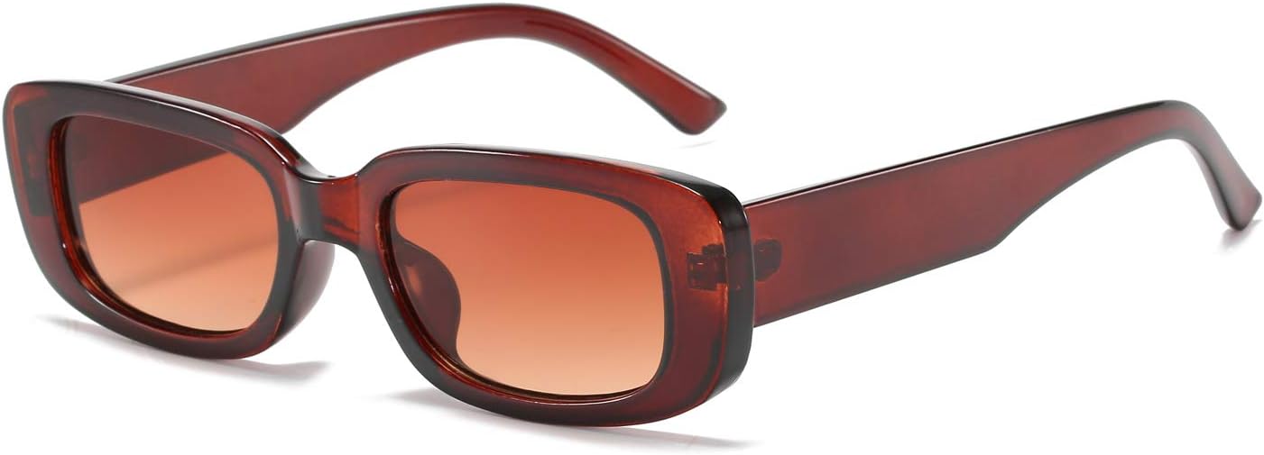 Rectangle Sunglasses for Women Retro Driving Glasses 90's Vintage Fashion Narrow Square Frame UV400 Protection