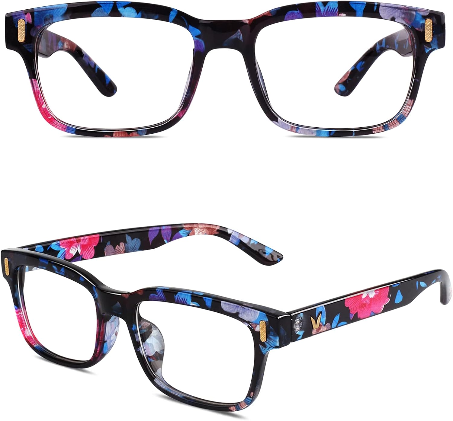 Fake Glasses Clear Lens Non-Prescription Retro Rectangular Frame UV400 Protection Men Women CN12