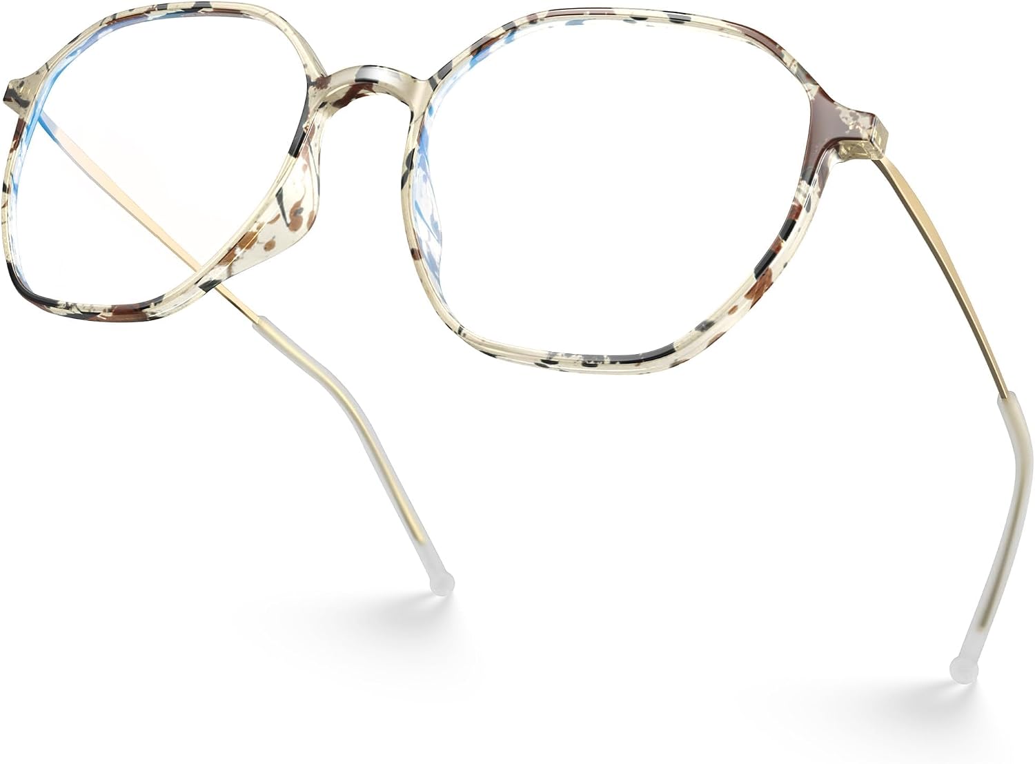 Ultralight Weight Computer Glasses Anti-Slip Silicone Temple Tips | 16g TR90 Hexagonal Geomatric Cute Fashion Frame 99% Blue Light Blocking Filter 400-455nm Anti Glare Clear Lens Women RANE