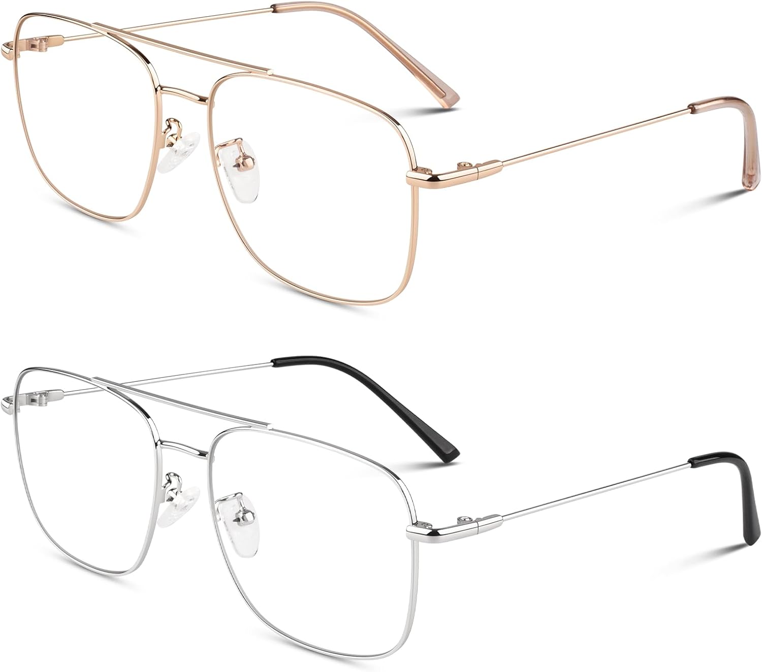 Fake Glasses Non-Prescription Clear Lens Metal Frame Fashion Eyewear for Women Men