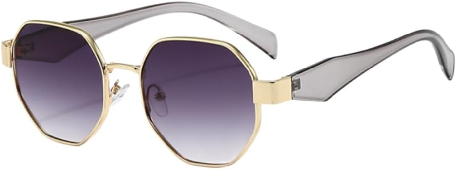 Geometric Polygon Sunglasses for Women Men, Retro Hexagonal Metal Frame UV400 Sun Glasses