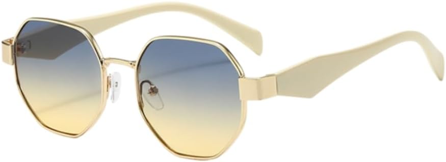 Geometric Polygon Sunglasses for Women Men, Retro Hexagonal Metal Frame UV400 Sun Glasses