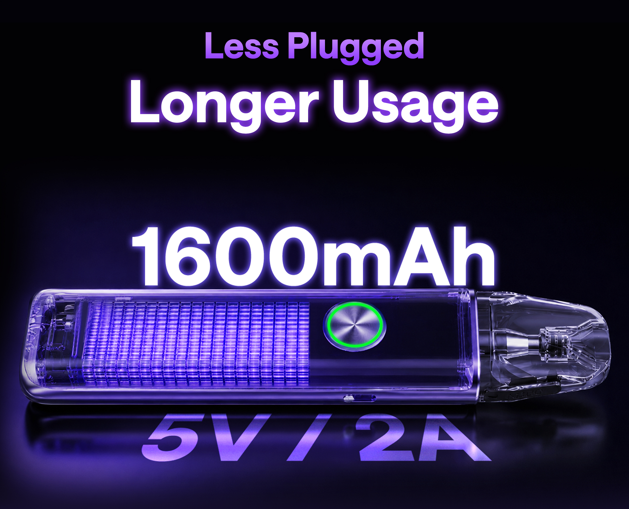1600mAh Battery — Less Plugged In, More Time to Enjoy