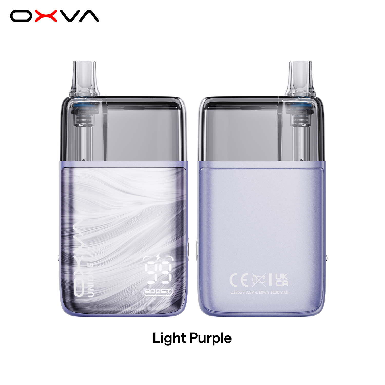 OXVA UNIONE Kit 10ml Light Purple Front and Back View