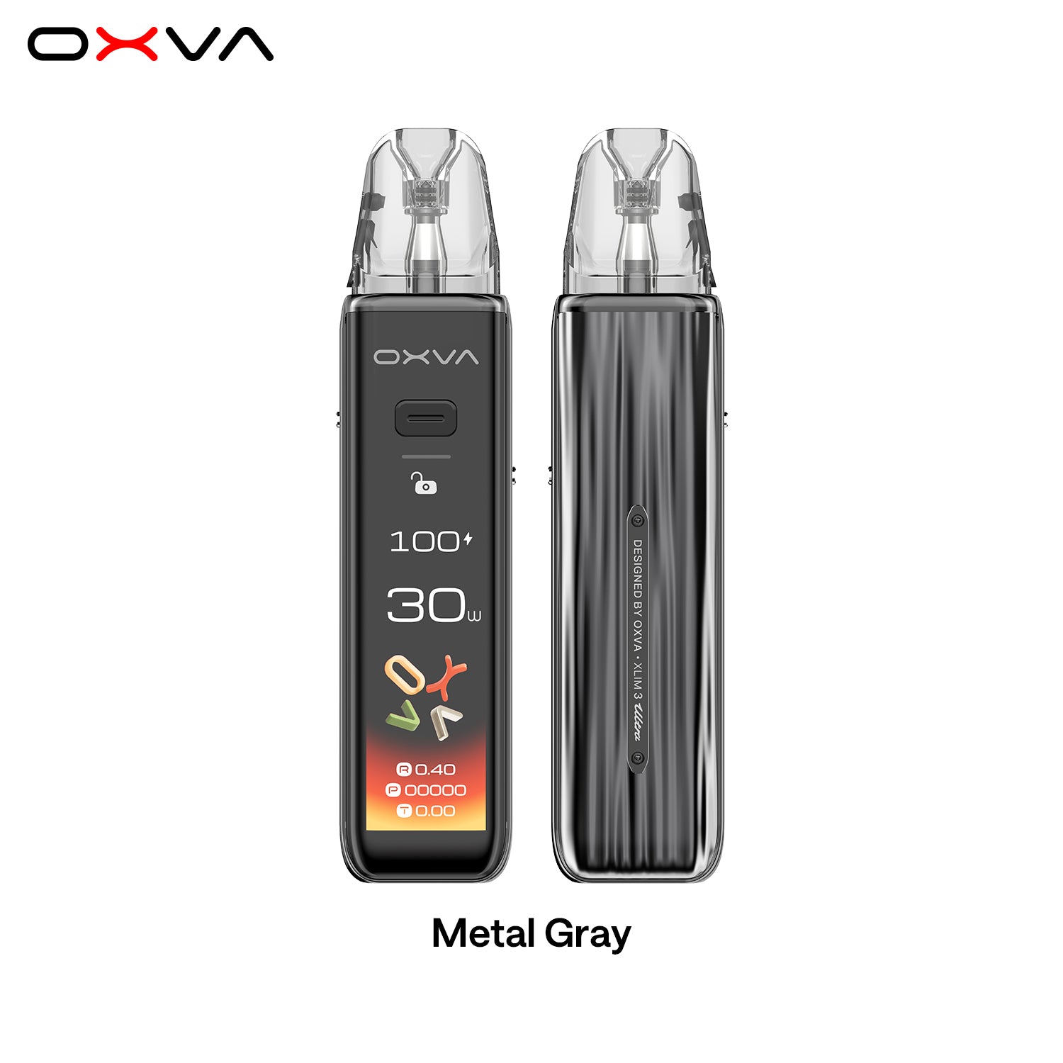  OXVA XLIM 3 ULTRA  Metal Gray Front and Back View