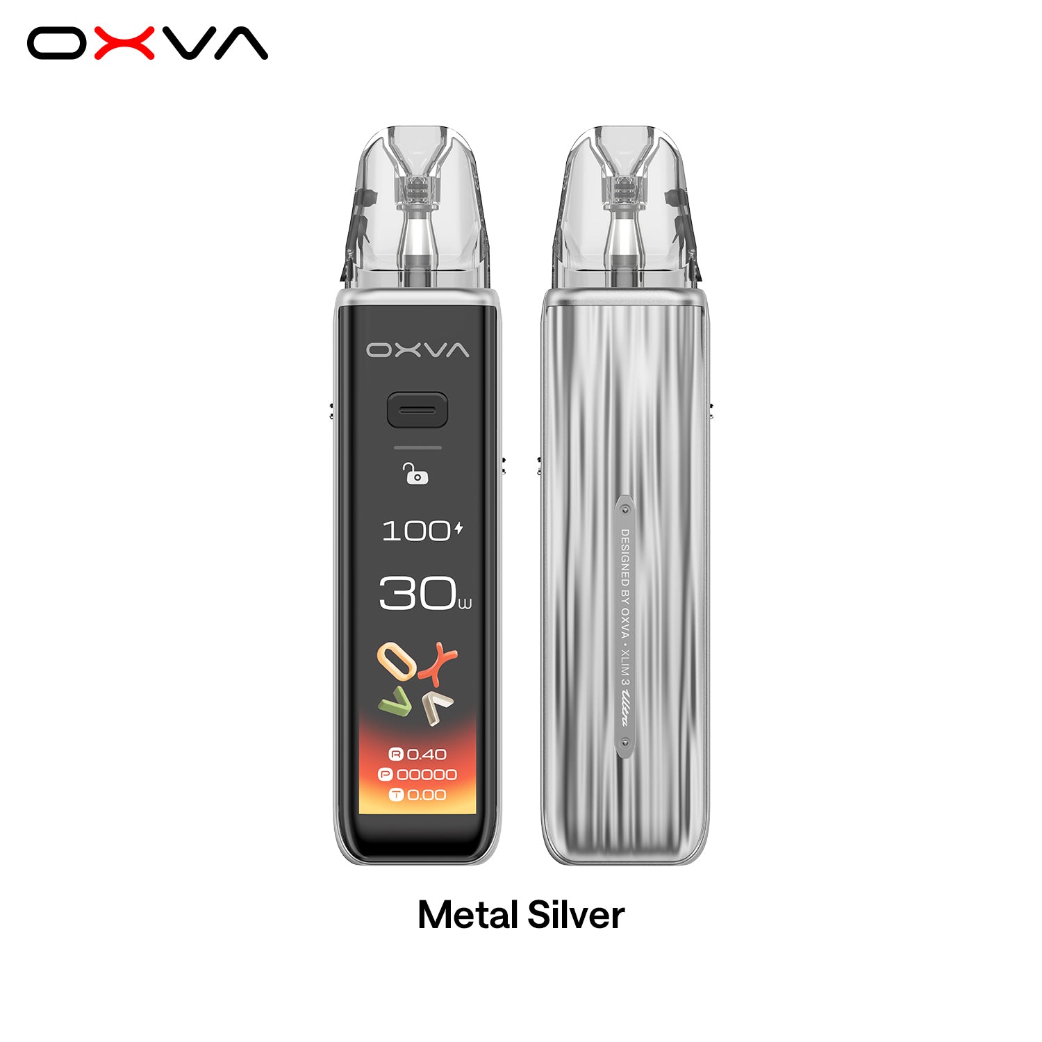  OXVA XLIM 3 ULTRA  Metal Silver Front and Back View