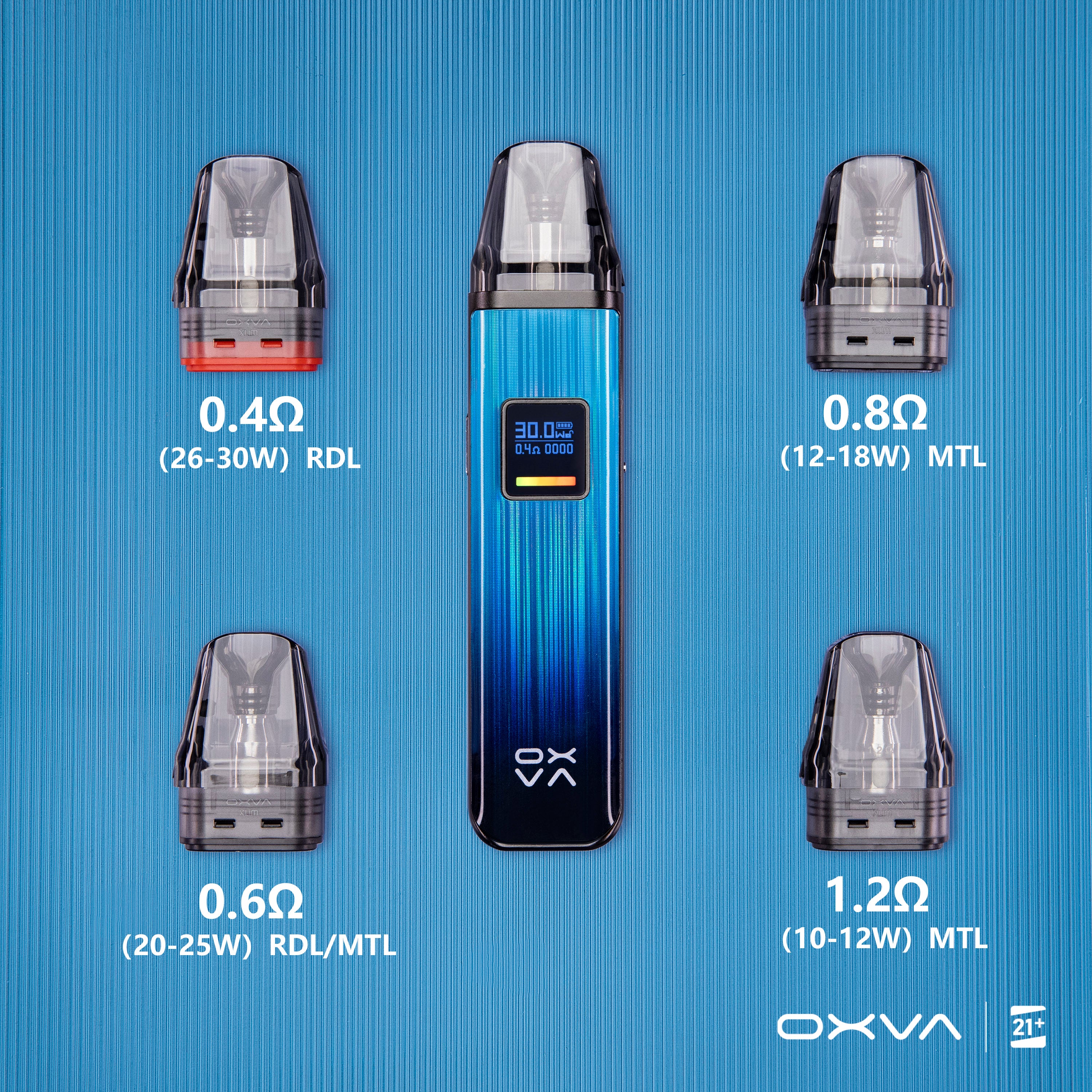 OXVA XLIM V3 CARTRIDGE available in various resistances.