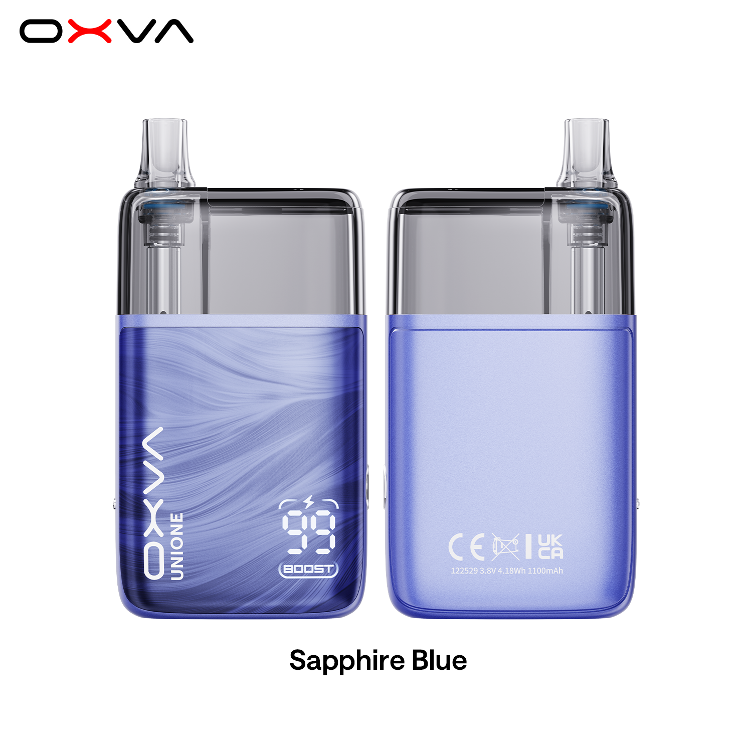 OXVA UNIONE Kit 10ml Sapphire Blue Front and Back View