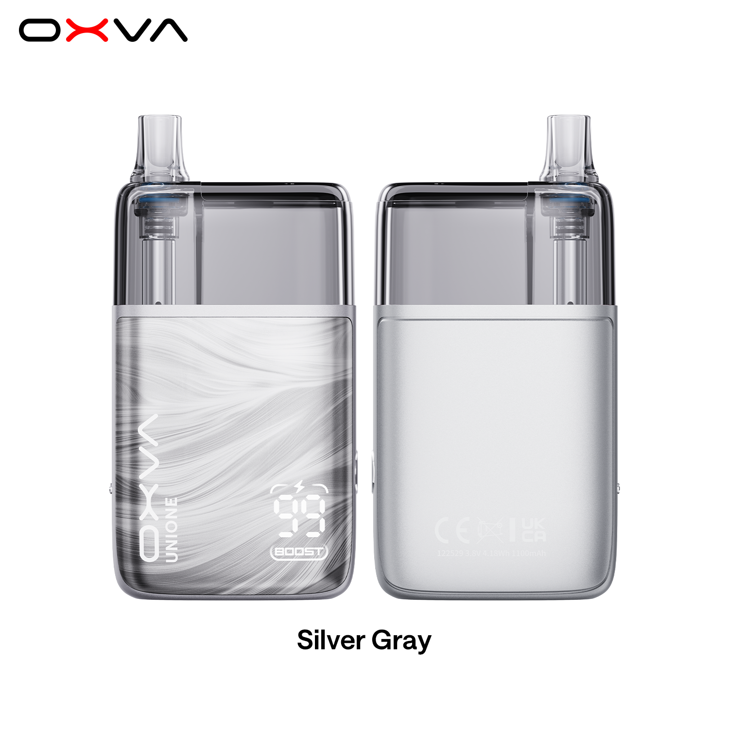 OXVA UNIONE Kit 10ml Silver Gray Front and Back View