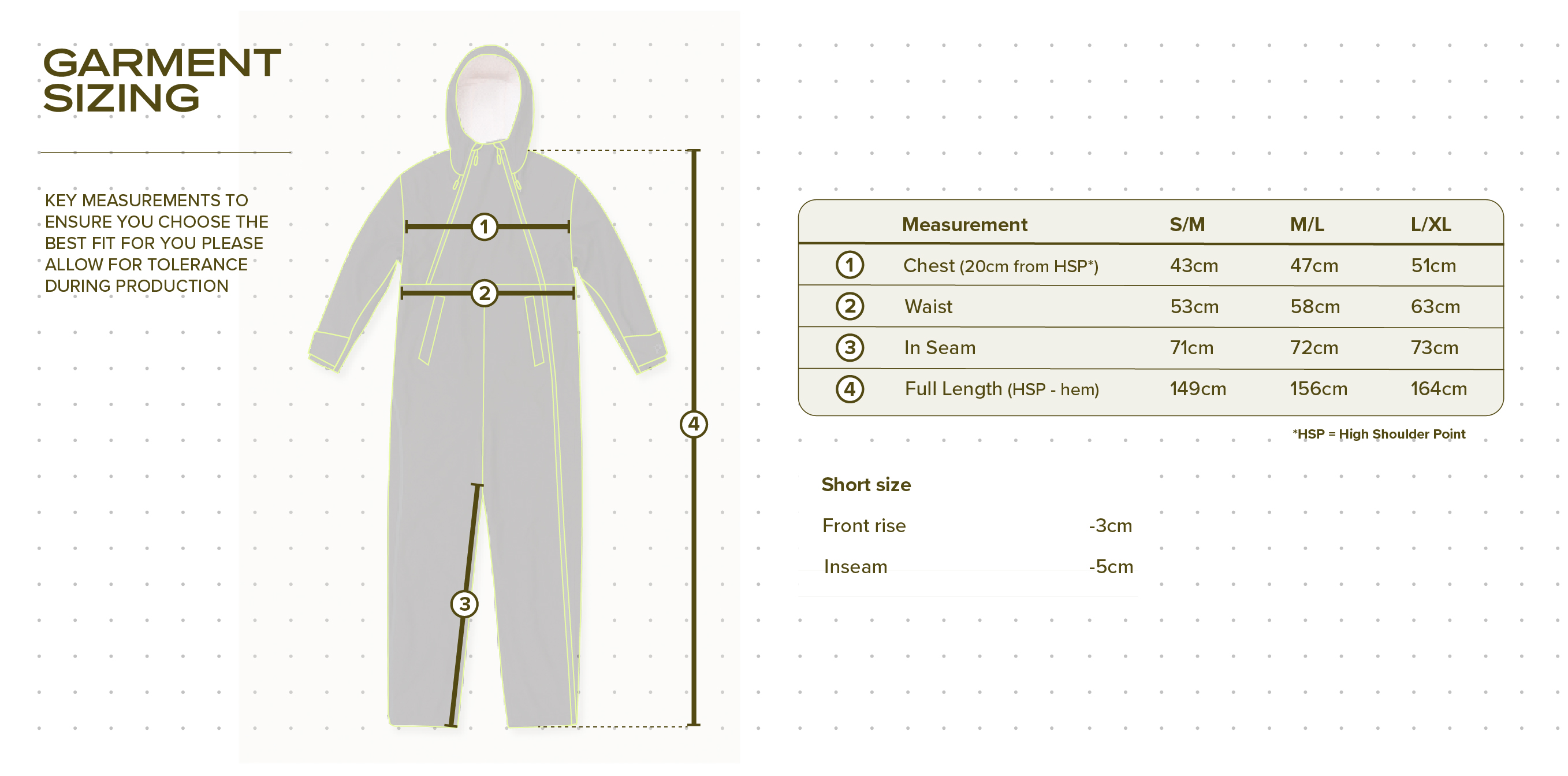 Pudl Suit size chart — Short