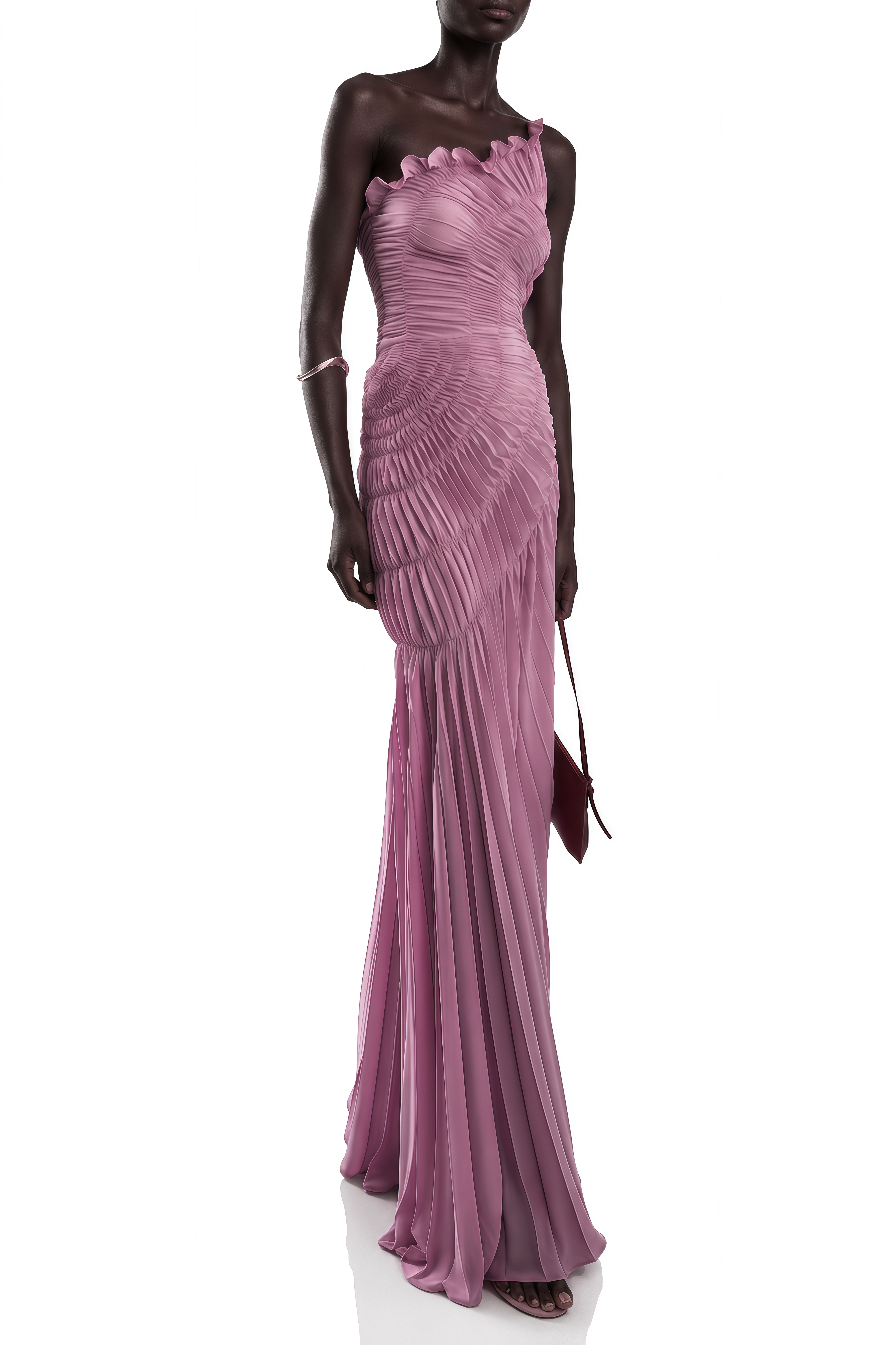 Mireille Purple One Shoulder Ruched Maxi Dress
