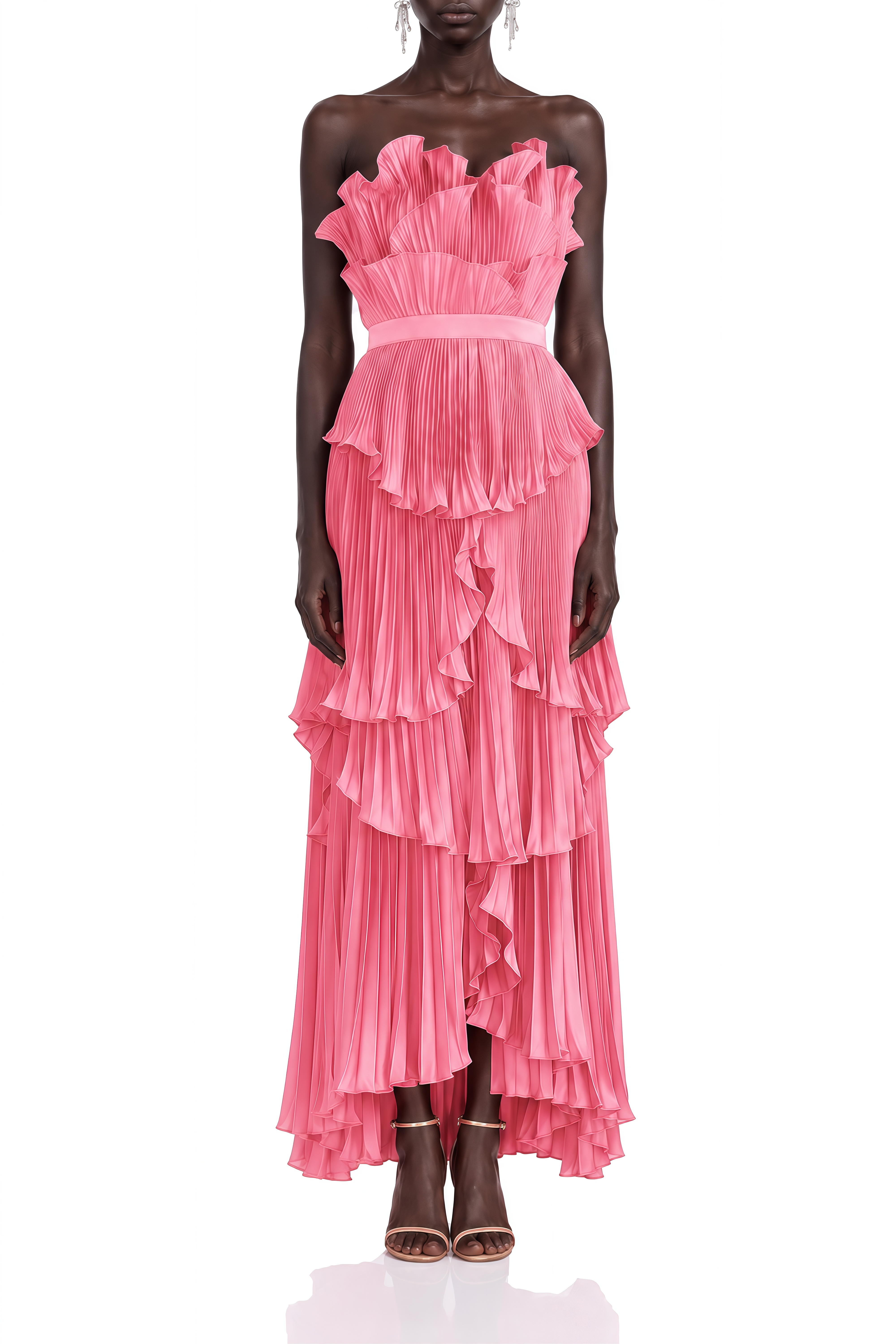 Eleanor Pink Off Shoulder Ruffled Maxi Dress
