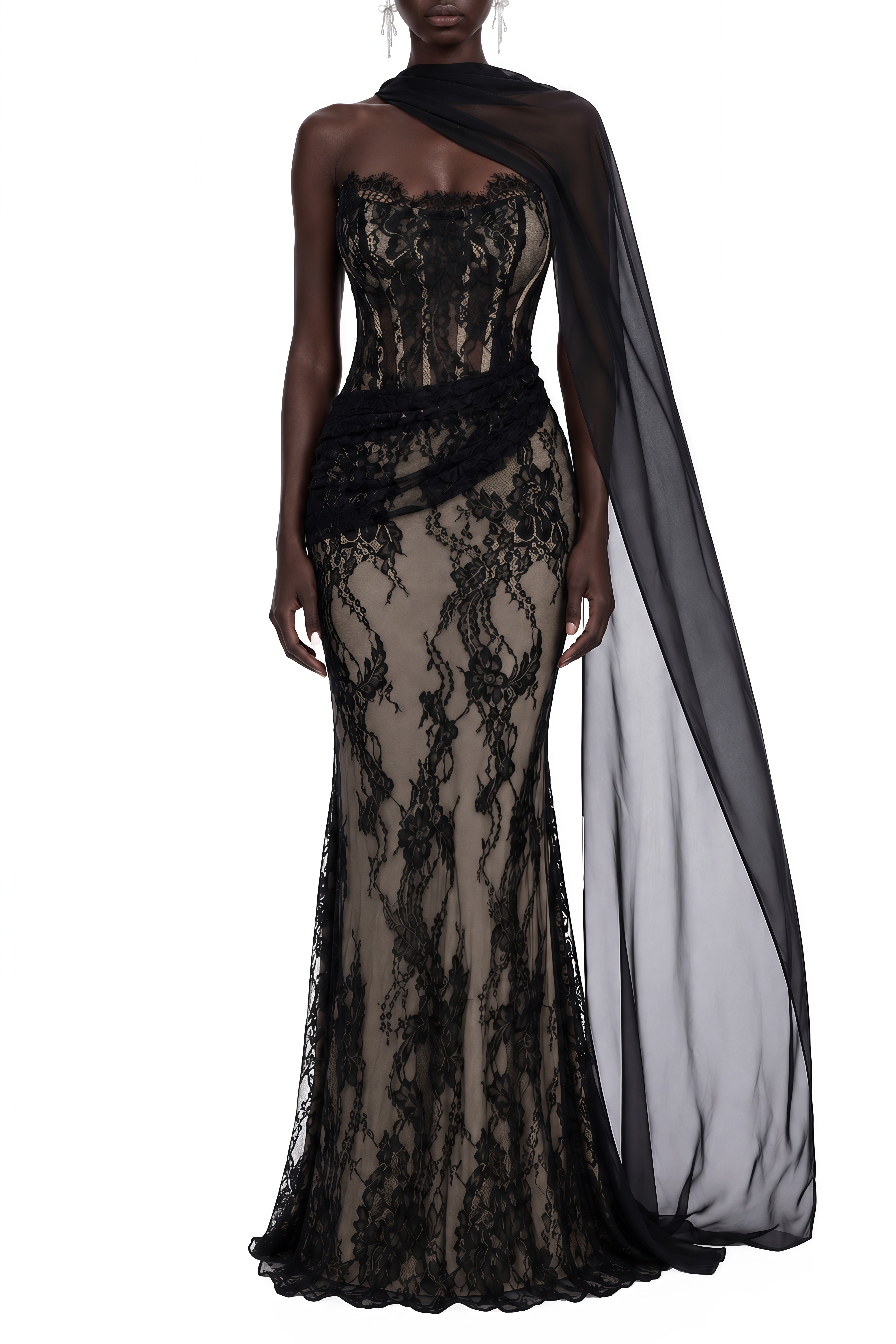 Linnea Black Sleeveless Asymmetrical Maxi Dress