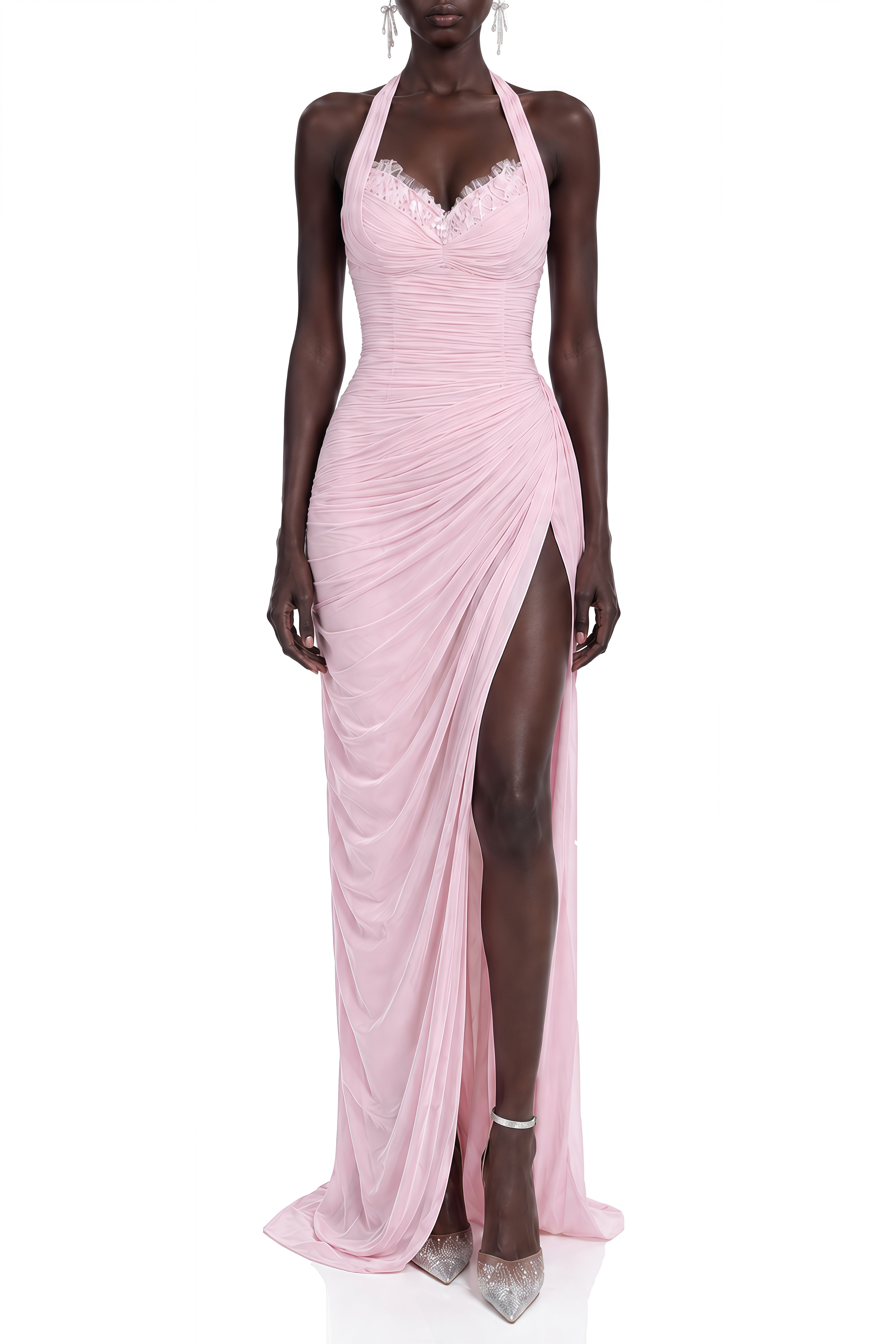 Cecilia Pink Sleeveless Lace Maxi Dress