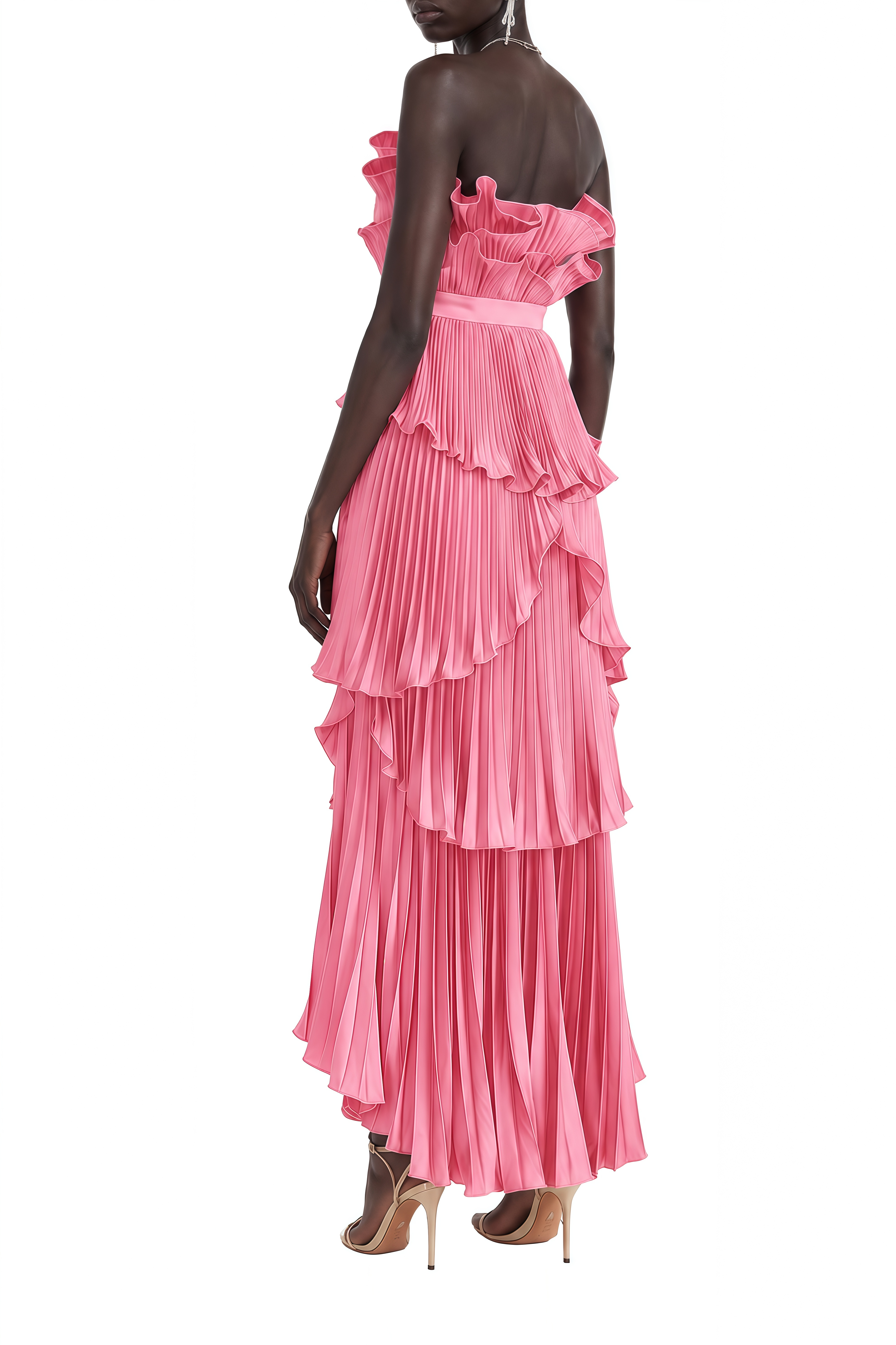 Eleanor Pink Off Shoulder Ruffled Maxi Dress