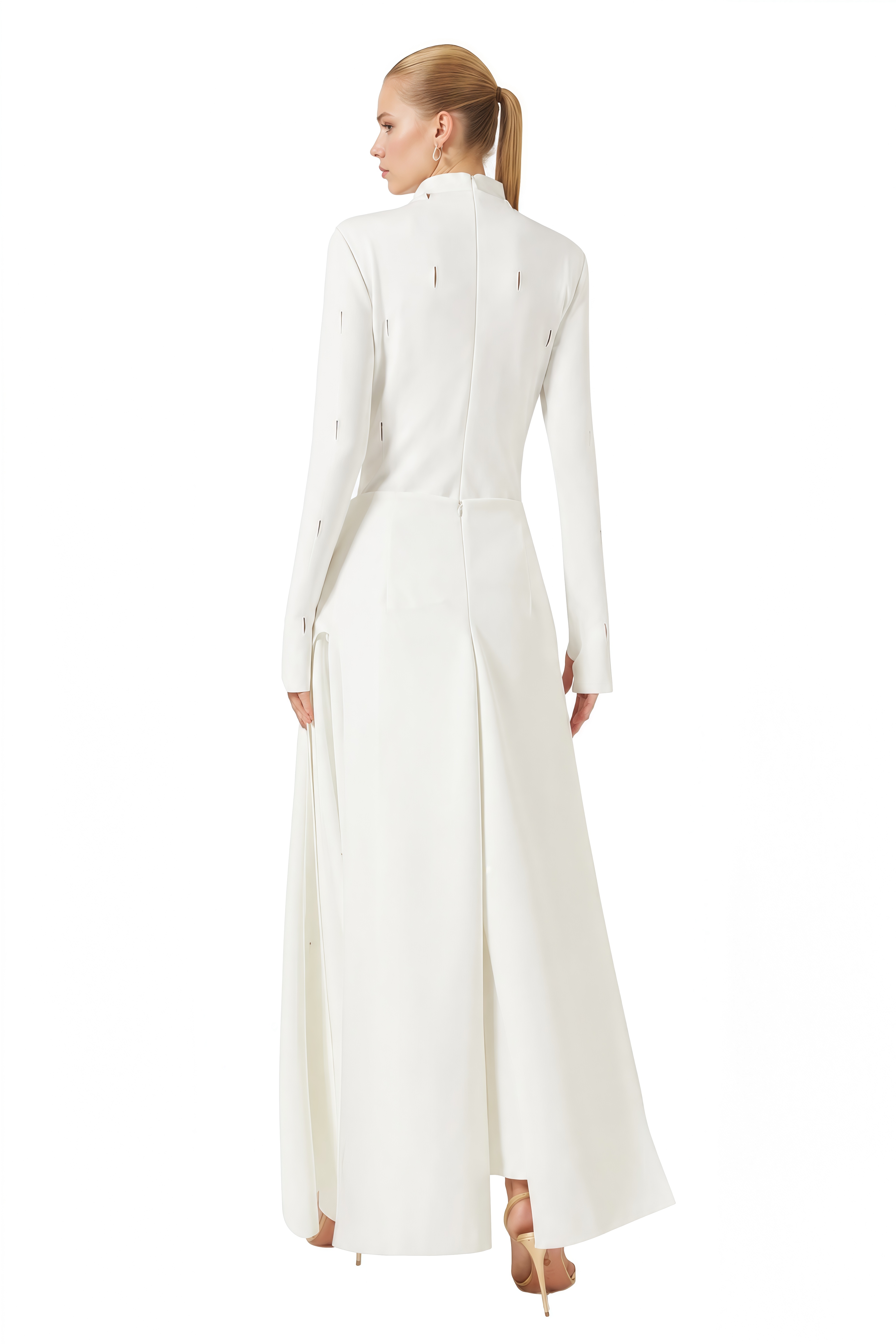 Portia White Turtleneck Asymmetrical Top & Skirt Set