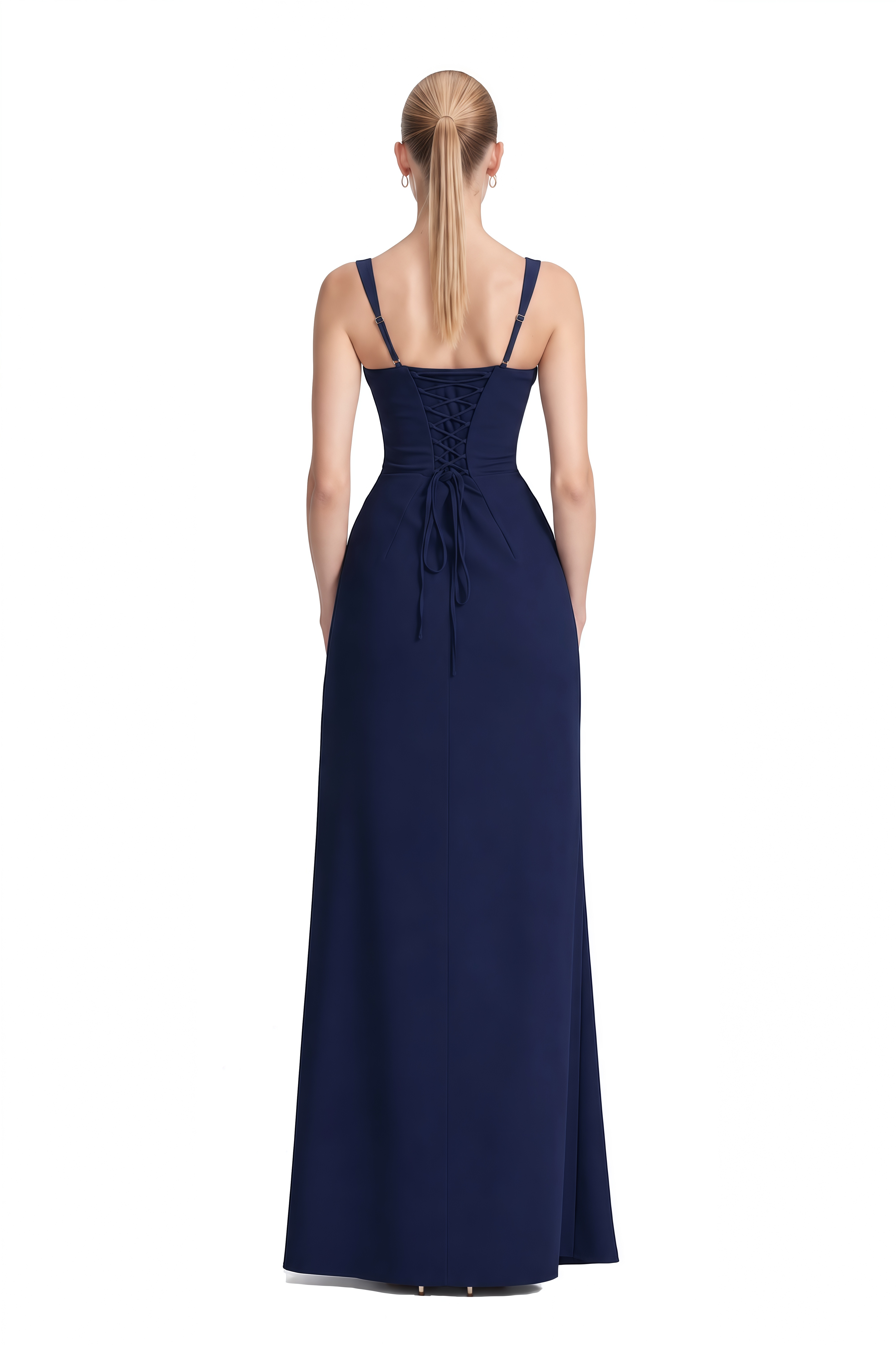 Manon Navy Blue Sleeveless Draped Maxi Dress