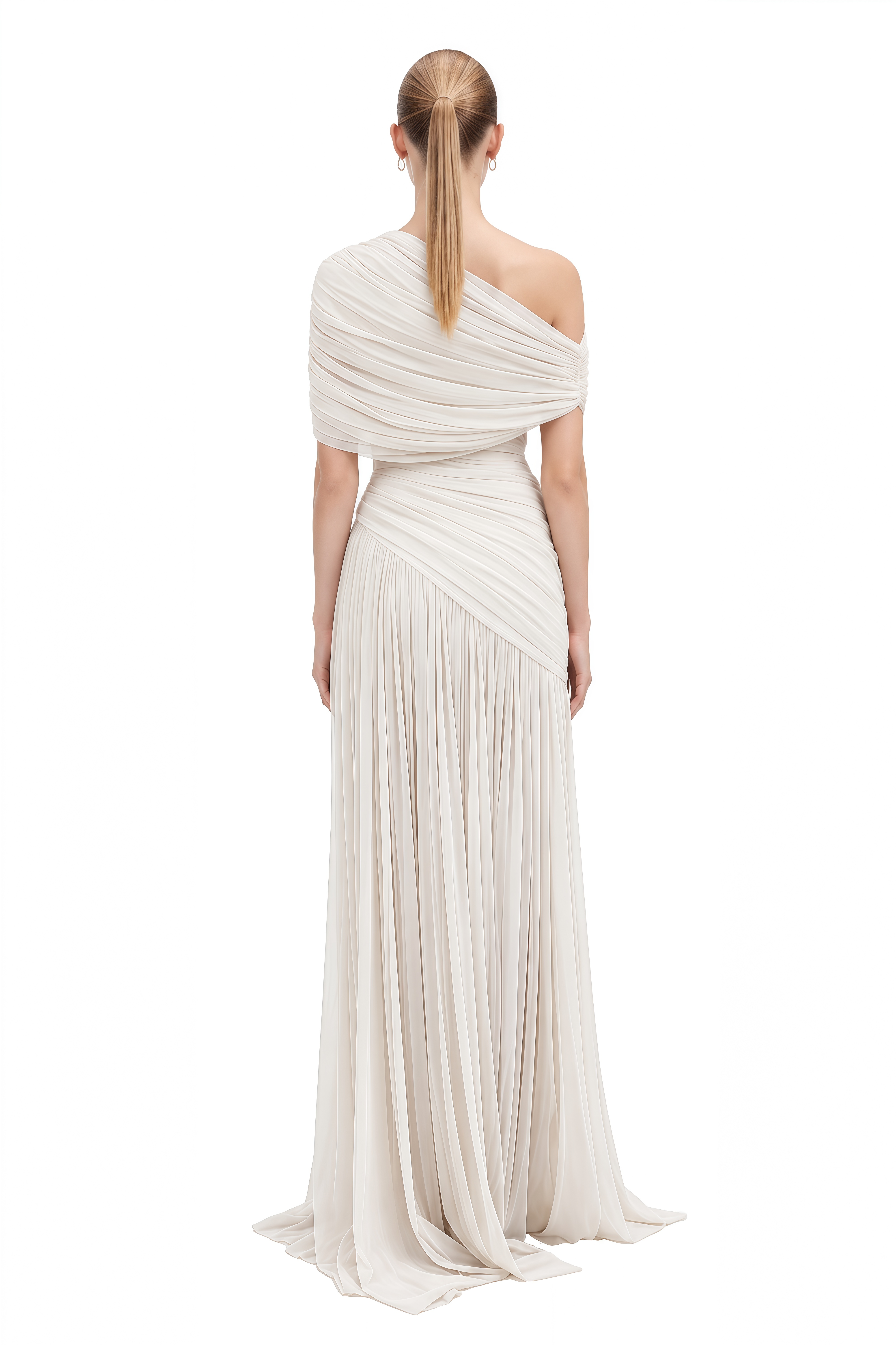 Eulalia White One-Shoulder Ruched Maxi Dress