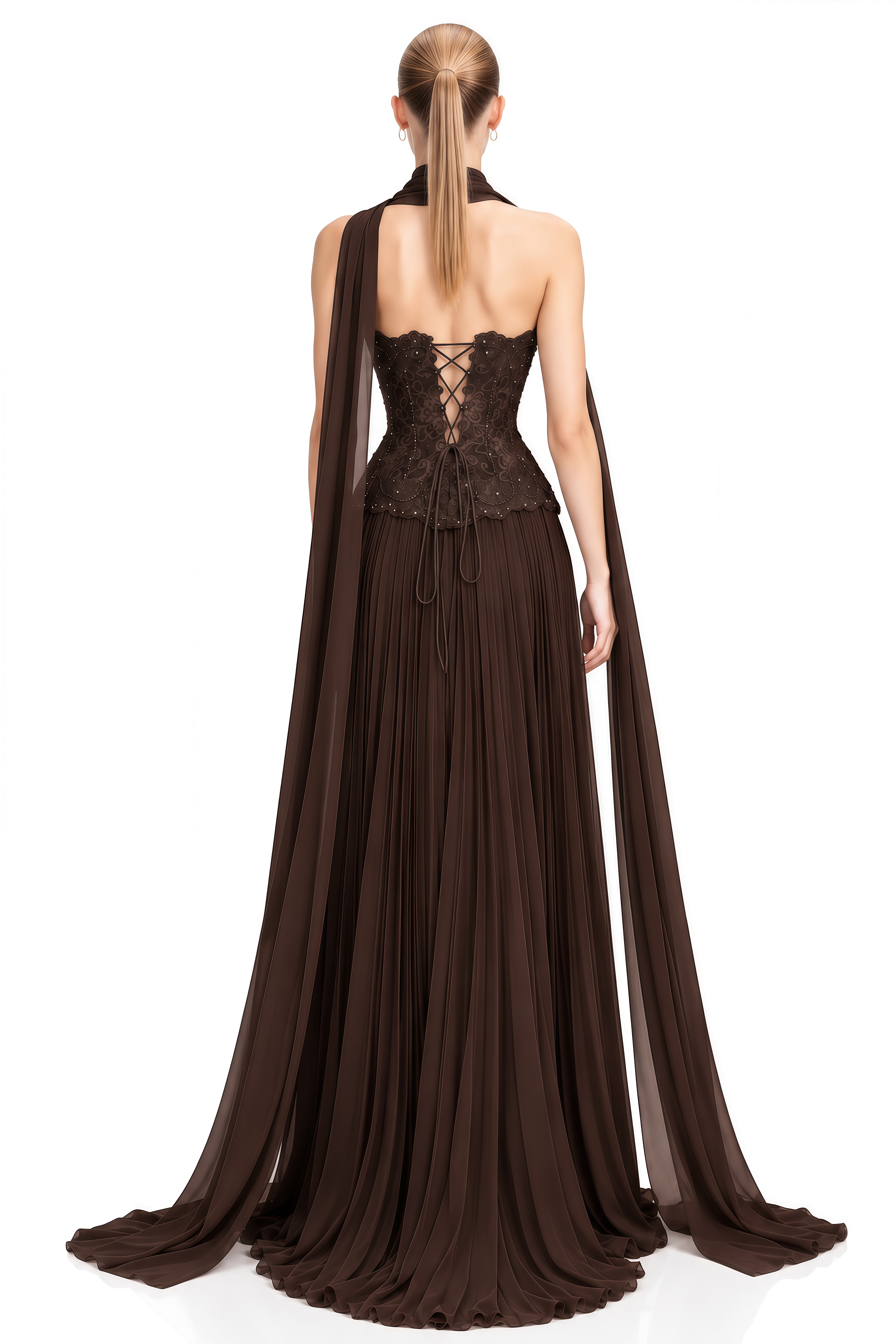 Eloise Chocolate Brown Strapless Embellished Maxi Dress
