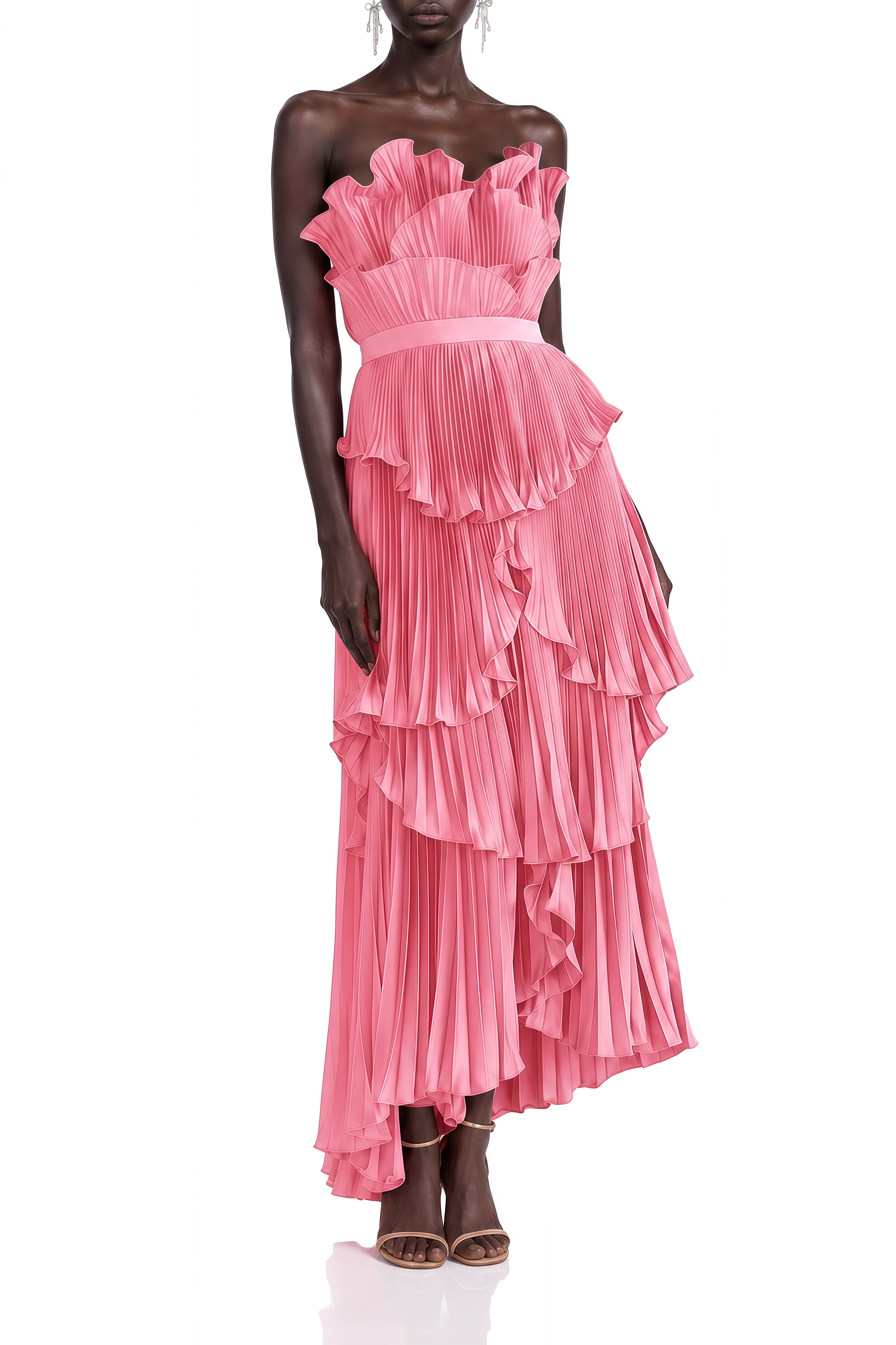 Eleanor Pink Off Shoulder Ruffled Maxi Dress